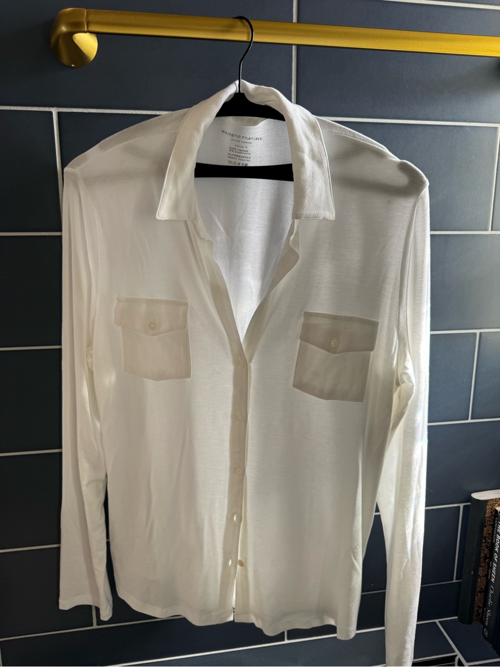 Women's Cream Button-Down Pocket Shirt — Lightweight Long Sleeve